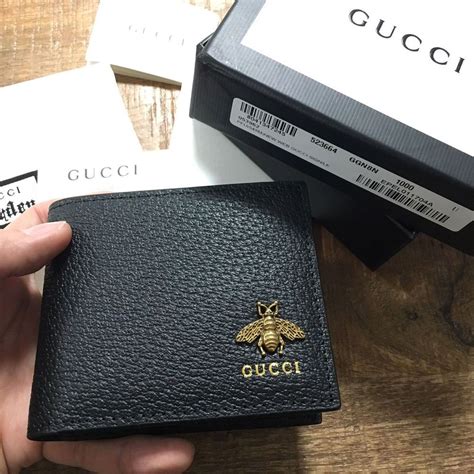 gucci bee bi-fold wallet|gucci wallet bifold men authentic.